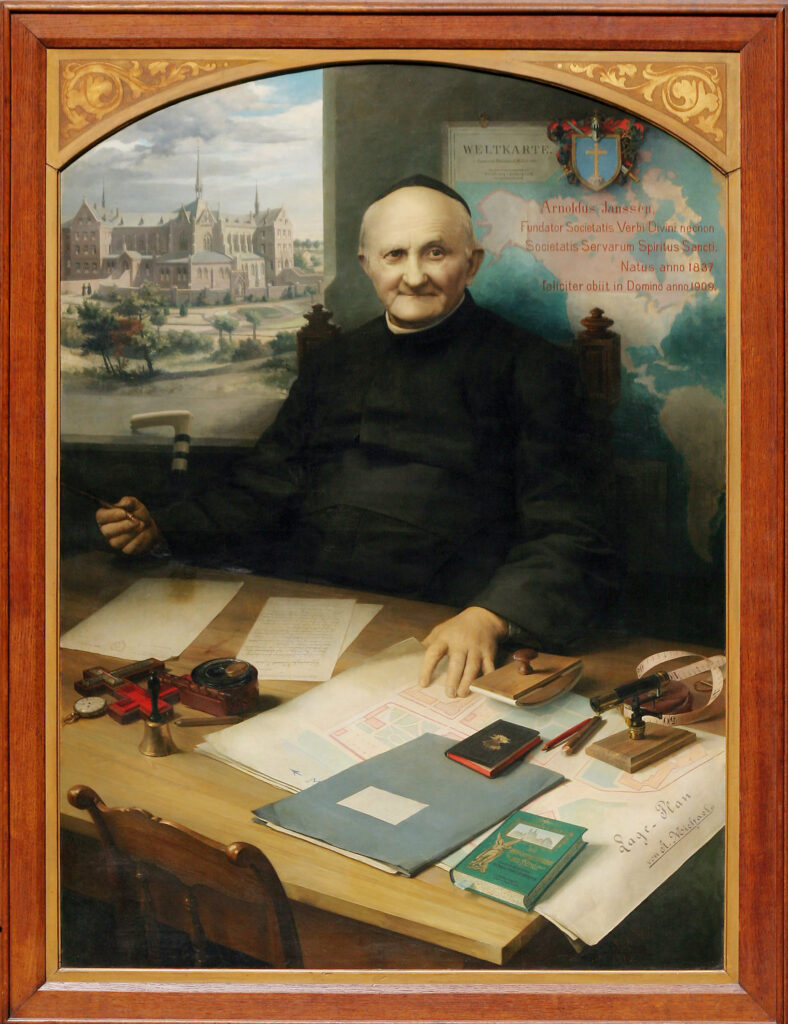 Painting of arnold Janssen at his desk by Br. Lukas Kolzem