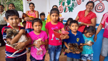 Bolivia, Children of Chiquitania present Animals